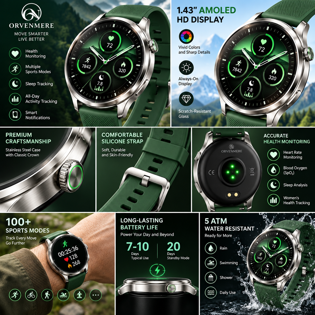 orvenmere™ Evergreen Wellness Smartwatch