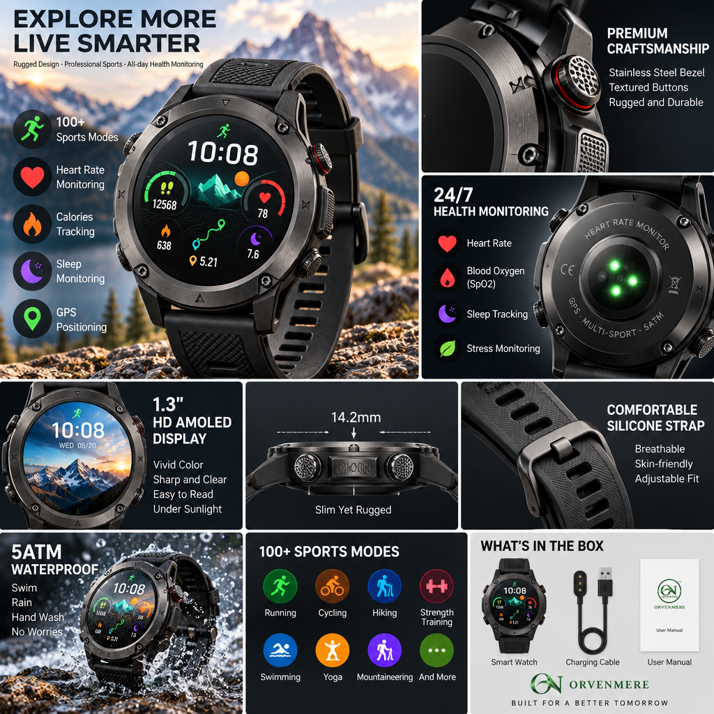 orvenmere™ TrailX Adventure Smartwatch