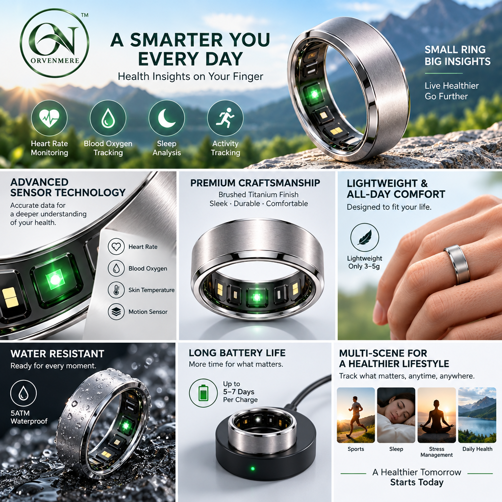 orvenmere™ Halo Silver Smart Health Ring