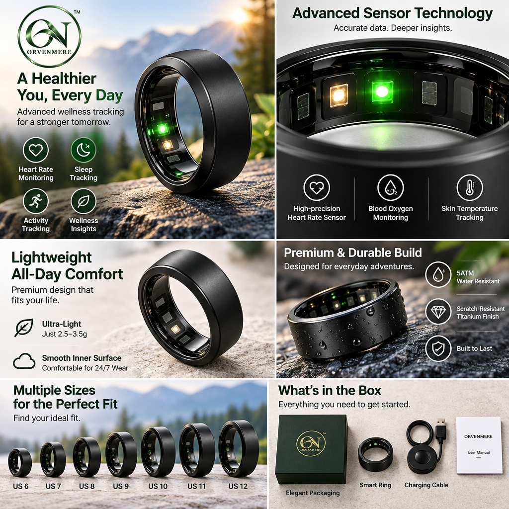 orvenmere™ Halo Black Smart Health Ring