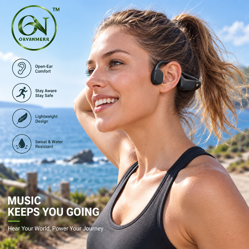 orvenmere™ AirFlex Black Open-Ear Earbuds