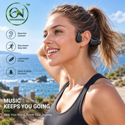 orvenmere™ AirFlex Black Open-Ear Earbuds